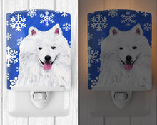Load image into Gallery viewer, American Eskimo Winter Snowflakes Holiday Ceramic Night Light SC9379CNL