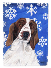 Load image into Gallery viewer, Welsh Springer Spaniel Winter Snowflakes Flag Canvas House Size