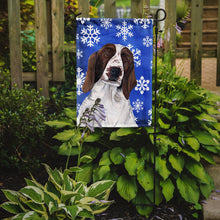 Load image into Gallery viewer, Welsh Springer Spaniel Winter Snowflakes Holiday Garden Flag – Decorative Outdoor Yard Flag