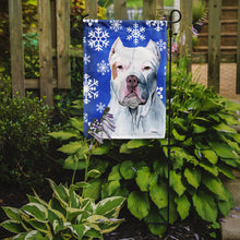 Load image into Gallery viewer, Pit Bull Winter Snowflakes Holiday Garden Flag – Decorative Outdoor Yard Flag