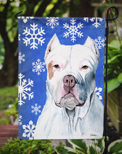 Load image into Gallery viewer, Pit Bull Winter Snowflakes Holiday Garden Flag – Decorative Outdoor Yard Flag
