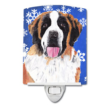 Load image into Gallery viewer, Saint Bernard Winter Snowflakes Holiday Ceramic Night Light SC9382CNL