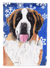 Load image into Gallery viewer, Saint Bernard Winter Snowflakes Holiday Garden Flag – Decorative Outdoor Yard Flag