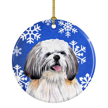 Load image into Gallery viewer, Shih Tzu Winter Snowflakes Holiday Ornament - Round Ceramic Ornament – Artist-Designed Keepsake Decoration SC9383