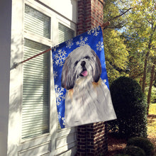 Load image into Gallery viewer, Shih Tzu Winter Snowflakes Holiday Flag Canvas House Size