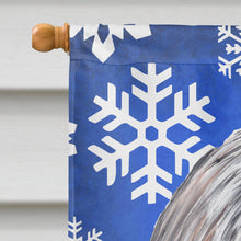 Load image into Gallery viewer, Shih Tzu Winter Snowflakes Holiday Flag Canvas House Size