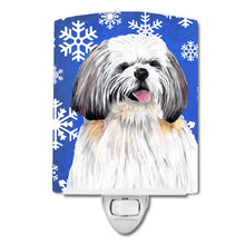 Load image into Gallery viewer, Shih Tzu Winter Snowflakes Holiday Ceramic Night Light SC9383CNL