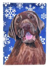 Load image into Gallery viewer, Labrador Winter Snowflakes Holiday Flag Canvas House Size