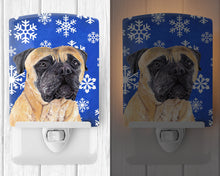 Load image into Gallery viewer, Mastiff Winter Snowflakes Holiday Ceramic Night Light SC9385CNL