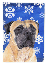 Load image into Gallery viewer, Mastiff Winter Snowflakes Holiday Garden Flag – Decorative Outdoor Yard Flag