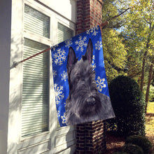 Load image into Gallery viewer, Scottish Terrier Winter Snowflakes Holiday Flag Canvas House Size