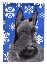 Load image into Gallery viewer, Scottish Terrier Winter Snowflakes Holiday Flag Canvas House Size