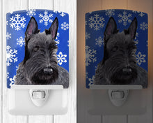 Load image into Gallery viewer, Scottish Terrier Winter Snowflakes Holiday Ceramic Night Light SC9386CNL