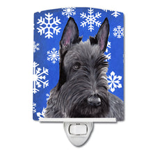 Load image into Gallery viewer, Scottish Terrier Winter Snowflakes Holiday Ceramic Night Light SC9386CNL
