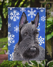 Load image into Gallery viewer, Scottish Terrier Winter Snowflakes Holiday Garden Flag – Decorative Outdoor Yard Flag