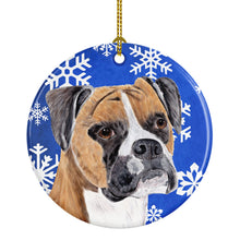 Load image into Gallery viewer, Boxer Winter Snowflakes Holiday Ornament - Round Ceramic Ornament – Artist-Designed Keepsake Decoration SC9390