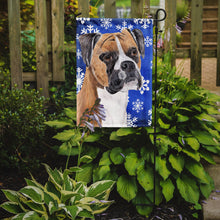Load image into Gallery viewer, Boxer Winter Snowflakes Holiday Garden Flag – Decorative Outdoor Yard Flag