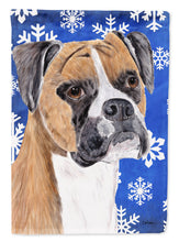 Load image into Gallery viewer, Boxer Winter Snowflakes Holiday Garden Flag – Decorative Outdoor Yard Flag