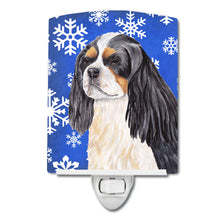Load image into Gallery viewer, Cavalier Spaniel Winter Snowflakes Holiday Ceramic Night Light SC9391CNL