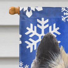 Load image into Gallery viewer, Belgian Tervuren Winter Snowflakes Holiday Flag Canvas House Size