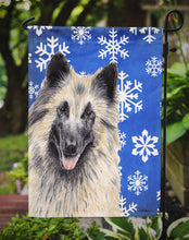 Load image into Gallery viewer, Belgian Tervuren Winter Snowflakes Holiday Garden Flag – Decorative Outdoor Yard Flag