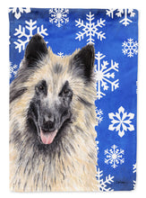 Load image into Gallery viewer, Belgian Tervuren Winter Snowflakes Holiday Garden Flag – Decorative Outdoor Yard Flag