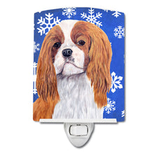 Load image into Gallery viewer, Cavalier Spaniel Winter Snowflakes Holiday Ceramic Night Light SC9394CNL