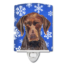 Load image into Gallery viewer, German Shorthaired Pointer Winter Snowflakes Holiday Ceramic Night Light SC9395CNL