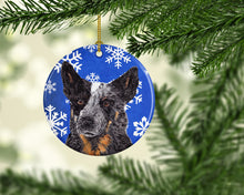 Load image into Gallery viewer, Australian Cattle Dog Winter Snowflakes Holiday Ornament - Round Ceramic Ornament – Artist-Designed Keepsake Decoration SC9396