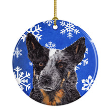 Load image into Gallery viewer, Australian Cattle Dog Winter Snowflakes Holiday Ornament - Round Ceramic Ornament – Artist-Designed Keepsake Decoration SC9396