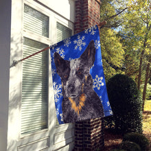 Load image into Gallery viewer, Australian Cattle Dog Winter Snowflakes Holiday Flag Canvas House Size