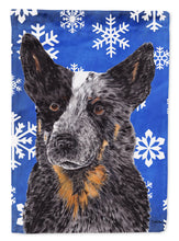 Load image into Gallery viewer, Australian Cattle Dog Winter Snowflakes Holiday Flag Canvas House Size