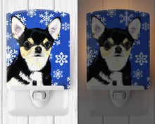Load image into Gallery viewer, Chihuahua Winter Snowflakes Holiday Ceramic Night Light SC9399CNL
