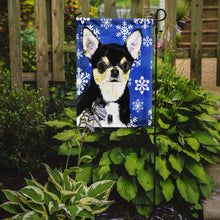 Load image into Gallery viewer, Chihuahua Winter Snowflakes Holiday Garden Flag – Decorative Outdoor Yard Flag