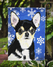 Load image into Gallery viewer, Chihuahua Winter Snowflakes Holiday Garden Flag – Decorative Outdoor Yard Flag