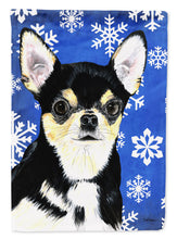 Load image into Gallery viewer, Chihuahua Winter Snowflakes Holiday Garden Flag – Decorative Outdoor Yard Flag