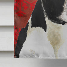 Load image into Gallery viewer, Boston Terrier Red  Green Snowflakes Holiday Christmas Flag Canvas House Size