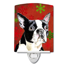 Load image into Gallery viewer, Boston Terrier Red Green Snowflakes Christmas Ceramic Night Light SC9400CNL