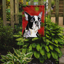 Load image into Gallery viewer, Boston Terrier Red Green Snowflakes Christmas Garden Flag – Decorative Outdoor Yard Flag