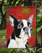 Load image into Gallery viewer, Boston Terrier Red Green Snowflakes Christmas Garden Flag – Decorative Outdoor Yard Flag