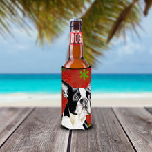 Load image into Gallery viewer, Boston Terrier Red Green Snowflakes Christmas Slim Can Hugger – Fun &amp; Functional Drink Coolers SC9400MUK