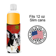Load image into Gallery viewer, Boston Terrier Red Green Snowflakes Christmas Slim Can Hugger – Fun &amp; Functional Drink Coolers SC9400MUK