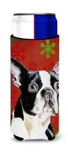 Load image into Gallery viewer, Boston Terrier Red Green Snowflakes Christmas Slim Can Hugger – Fun &amp; Functional Drink Coolers SC9400MUK