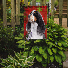 Load image into Gallery viewer, Springer Spaniel Red and Green Snowflakes Holiday Christmas Garden Flag – Decorative Outdoor Yard Flag