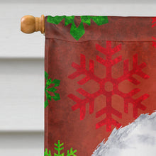 Load image into Gallery viewer, Bichon Frise Red and Green Snowflakes Holiday Christmas Flag Canvas House Size
