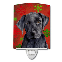 Load image into Gallery viewer, Labrador Red and Green Snowflakes Holiday Christmas Ceramic Night Light SC9404CNL