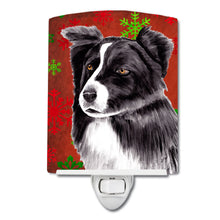 Load image into Gallery viewer, Border Collie Red and Green Snowflakes Holiday Christmas Ceramic Night Light SC9407CNL