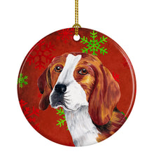 Load image into Gallery viewer, Beagle Red Snowflakes Holiday Christmas Ornament - Round Ceramic Ornament – Artist-Designed Keepsake Decoration SC9409