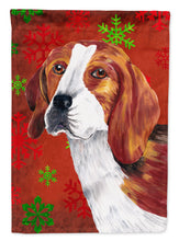 Load image into Gallery viewer, Beagle Red and Green Snowflakes Holiday Christmas Flag Canvas House Size