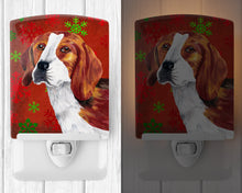 Load image into Gallery viewer, Beagle Red and Green Snowflakes Holiday Christmas Ceramic Night Light SC9409CNL